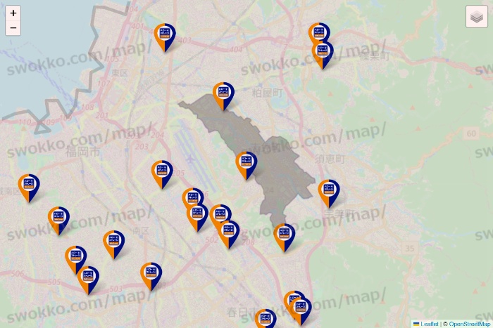福岡県のハローストレージの店舗地図