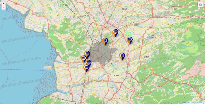 熊本県のハローストレージの店舗地図