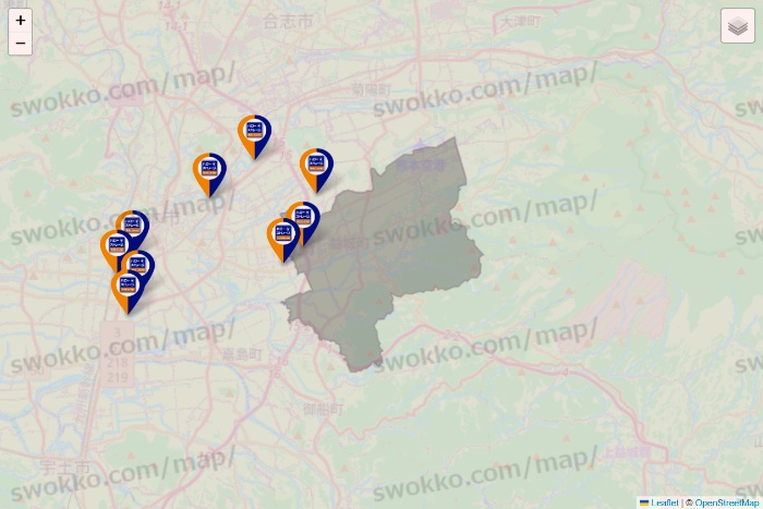 熊本県のハローストレージの店舗地図