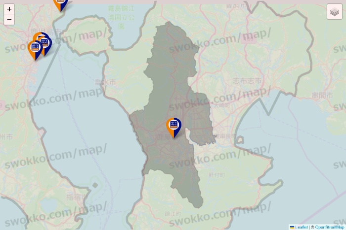 鹿児島県のハローストレージの店舗地図