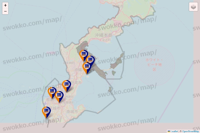 沖縄県のハローストレージの店舗地図