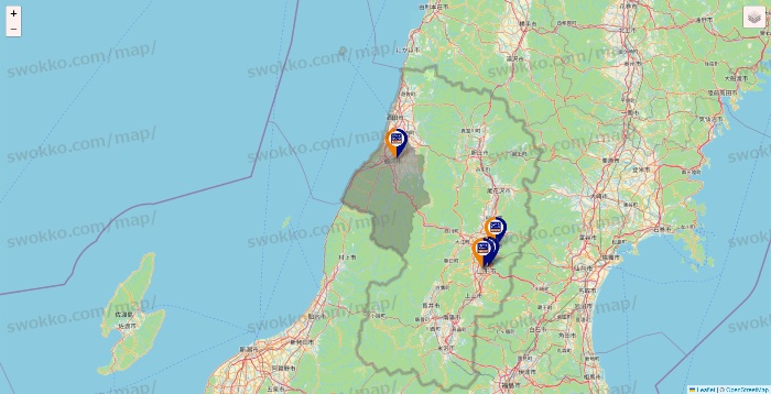 山形県のハローストレージの店舗地図