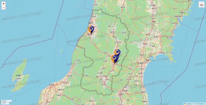 山形県のハローストレージの店舗地図