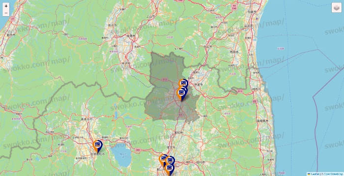 福島県のハローストレージの店舗地図