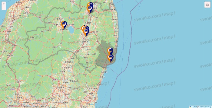福島県のハローストレージの店舗地図
