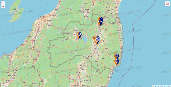 福島県のハローストレージの店舗地図