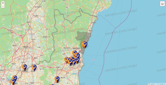 茨城県のハローストレージの店舗地図