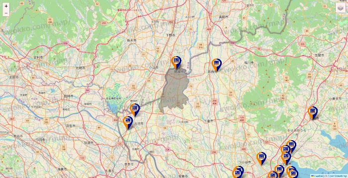 茨城県のハローストレージの店舗地図