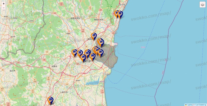茨城県のハローストレージの店舗地図
