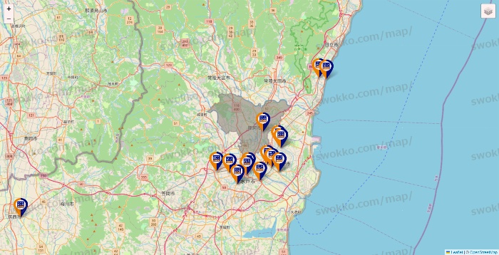茨城県のハローストレージの店舗地図