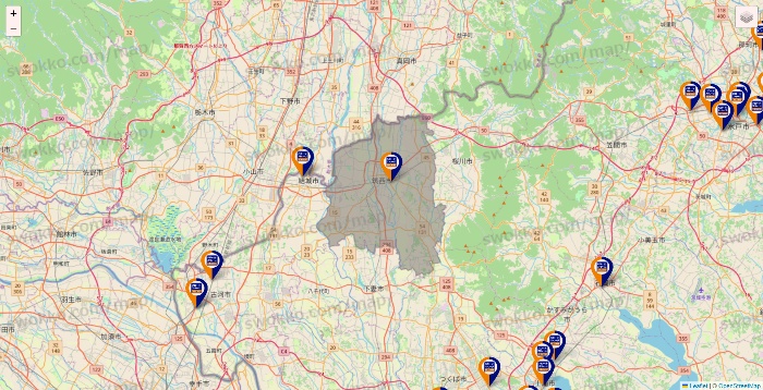 茨城県のハローストレージの店舗地図
