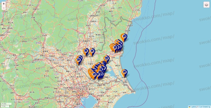 茨城県のハローストレージの店舗地図