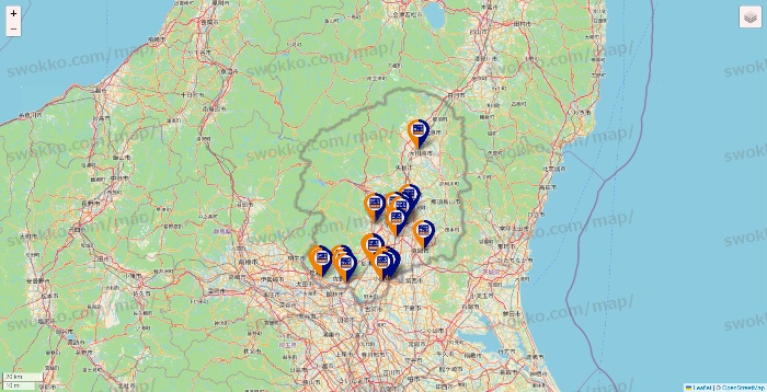 栃木県のハローストレージの店舗地図