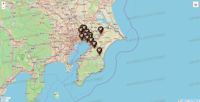 千葉県の星乃珈琲の店舗地図