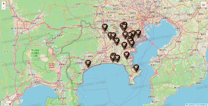 神奈川県の星乃珈琲の店舗地図
