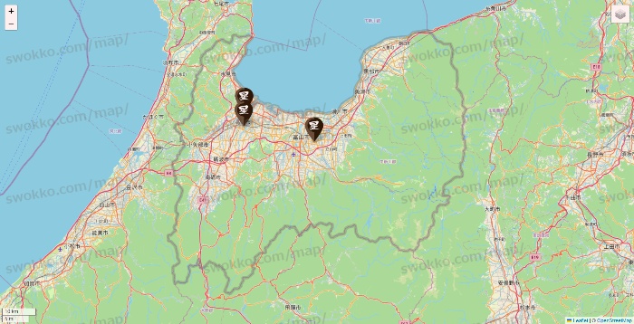 富山県の星乃珈琲の店舗地図