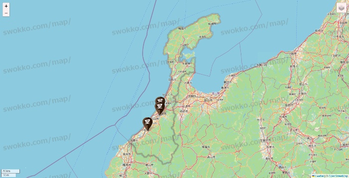 石川県の星乃珈琲の店舗地図