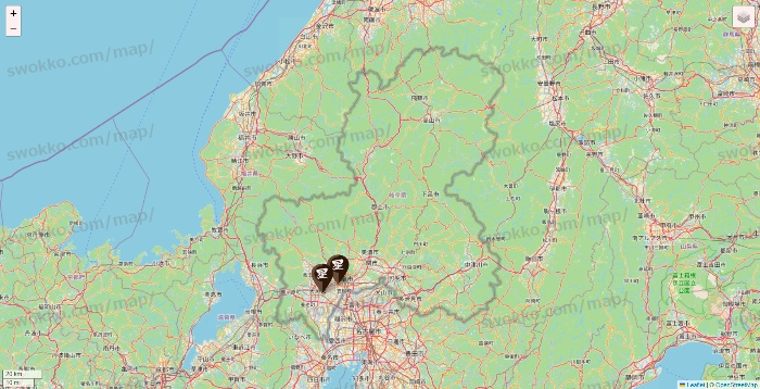 岐阜県の星乃珈琲の店舗地図