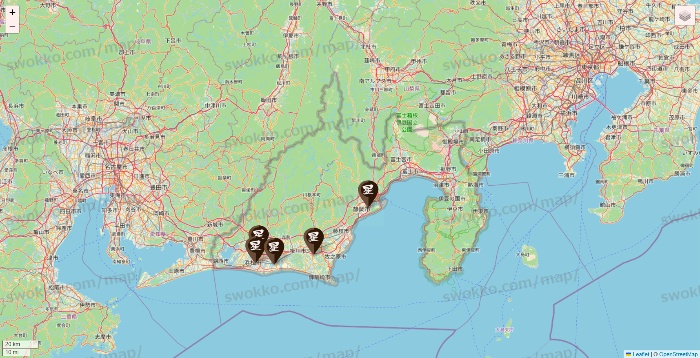 静岡県の星乃珈琲の店舗地図