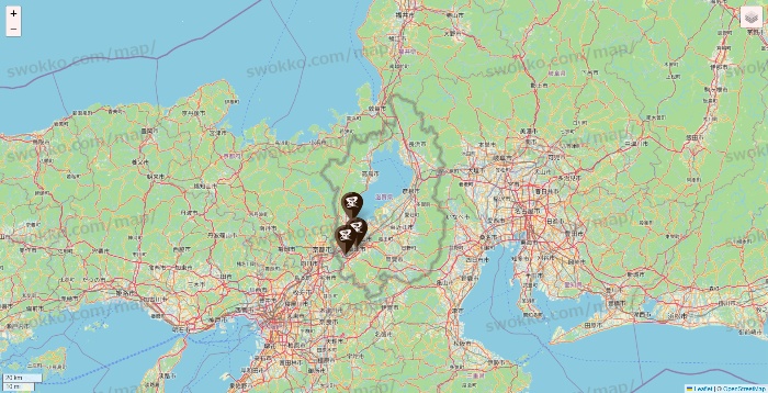 滋賀県の星乃珈琲の店舗地図
