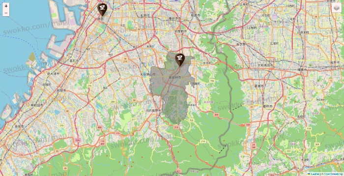 大阪府の星乃珈琲の店舗地図