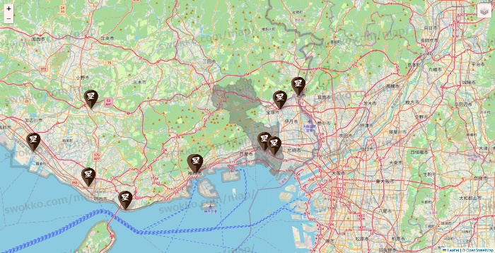 兵庫県の星乃珈琲の店舗地図
