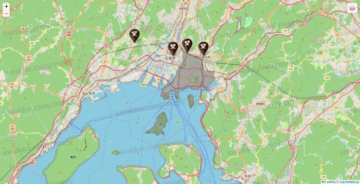 広島県の星乃珈琲の店舗地図