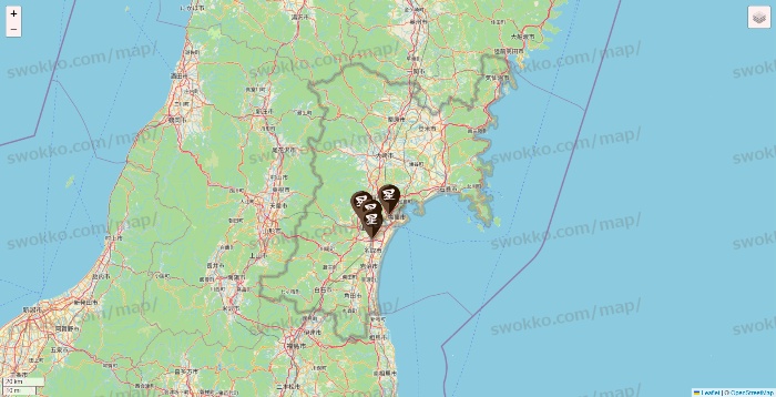 宮城県の星乃珈琲の店舗地図
