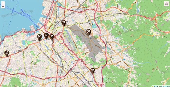 福岡県の星乃珈琲の店舗地図