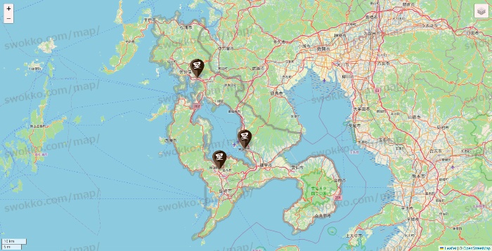 長崎県の星乃珈琲の店舗地図