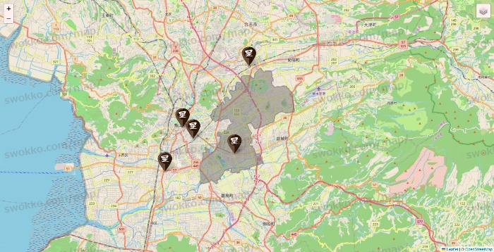 熊本県の星乃珈琲の店舗地図