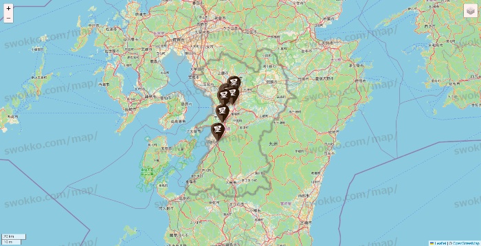 熊本県の星乃珈琲の店舗地図