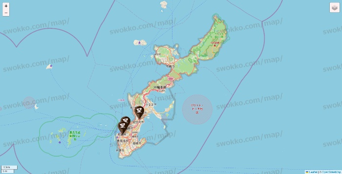 沖縄県の星乃珈琲の店舗地図