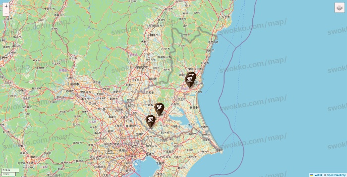 茨城県の星乃珈琲の店舗地図