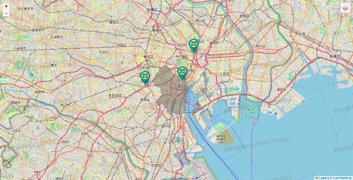 東京都のアイ・カフェグループ（アイ・カフェ、サイベックス、ラウム、ファンキータイム、他）の店舗地図