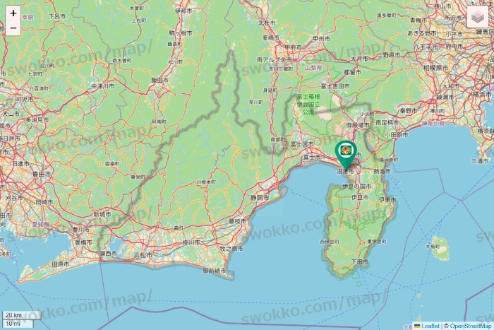 静岡県のアイ・カフェグループ（アイ・カフェ、サイベックス、ラウム、ファンキータイム、他）の店舗地図