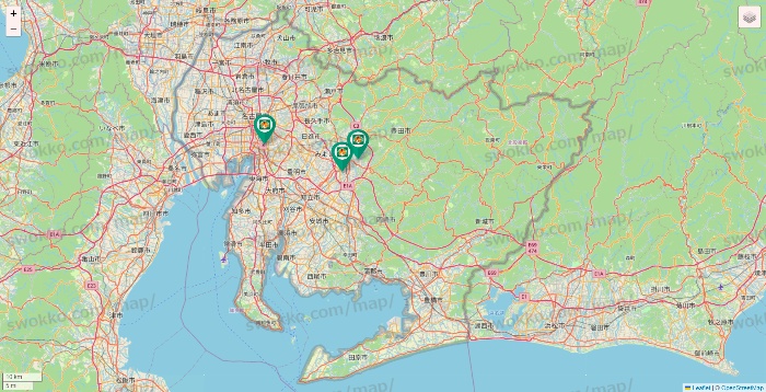 愛知県のアイ・カフェグループ（アイ・カフェ、サイベックス、ラウム、ファンキータイム、他）の店舗地図