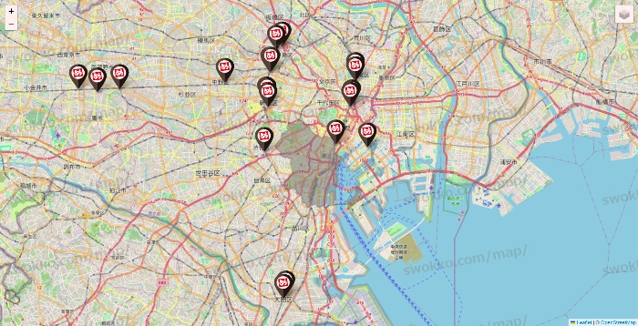 東京都の一軒め酒場の店舗地図