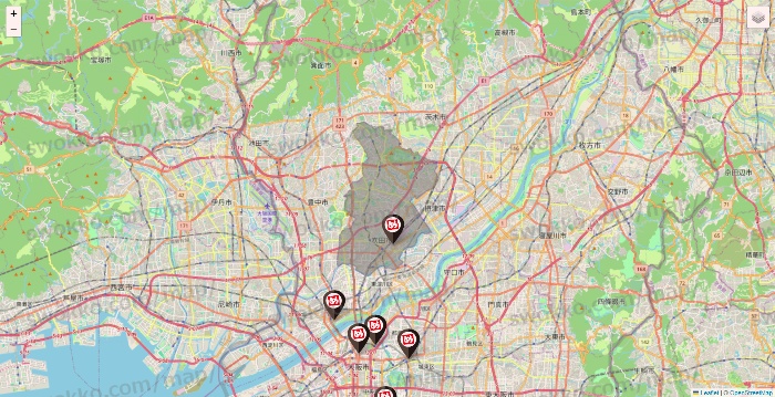 大阪府の一軒め酒場の店舗地図