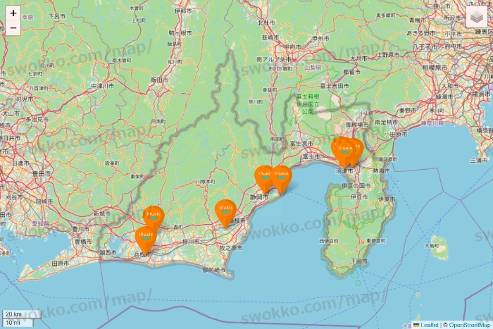 静岡県のillusie300（イルーシーサンマルマル）の店舗地図