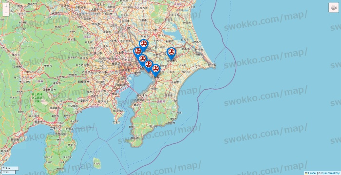千葉県の磯丸水産の店舗地図