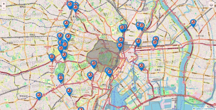 東京都の磯丸水産の店舗地図