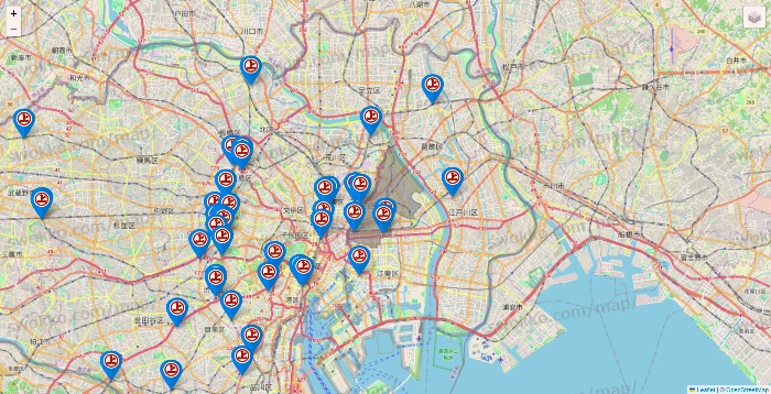 東京都の磯丸水産の店舗地図