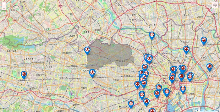 東京都の磯丸水産の店舗地図