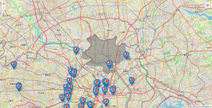 東京都の磯丸水産の店舗地図