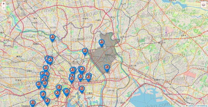東京都の磯丸水産の店舗地図