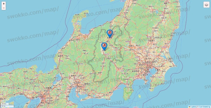 長野県の磯丸水産の店舗地図