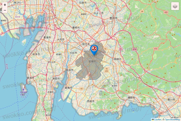 愛知県の磯丸水産の店舗地図