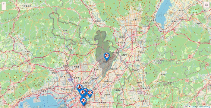 大阪府の磯丸水産の店舗地図