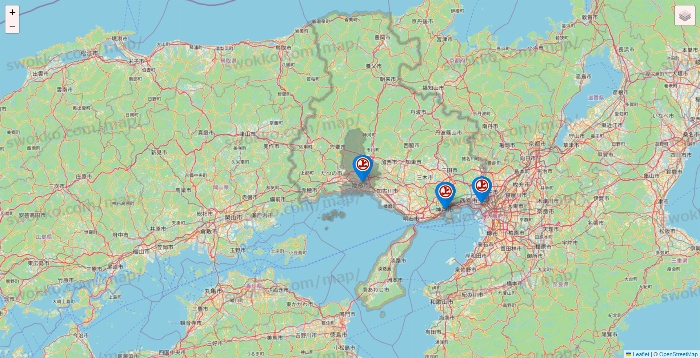 兵庫県の磯丸水産の店舗地図